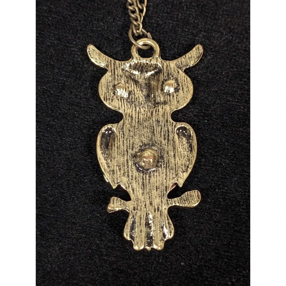 Steampunk‎ Owl Pendant Necklace Gold Tone Mixed Metal Gear 26